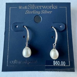 NEW Women’s Sterling Silver Cultured Pearl Earrings by Belk Silverworks NWT